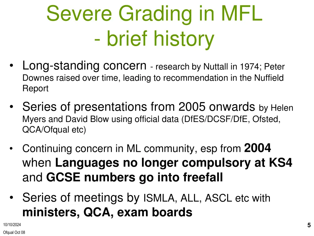 severe grading in mfl brief history