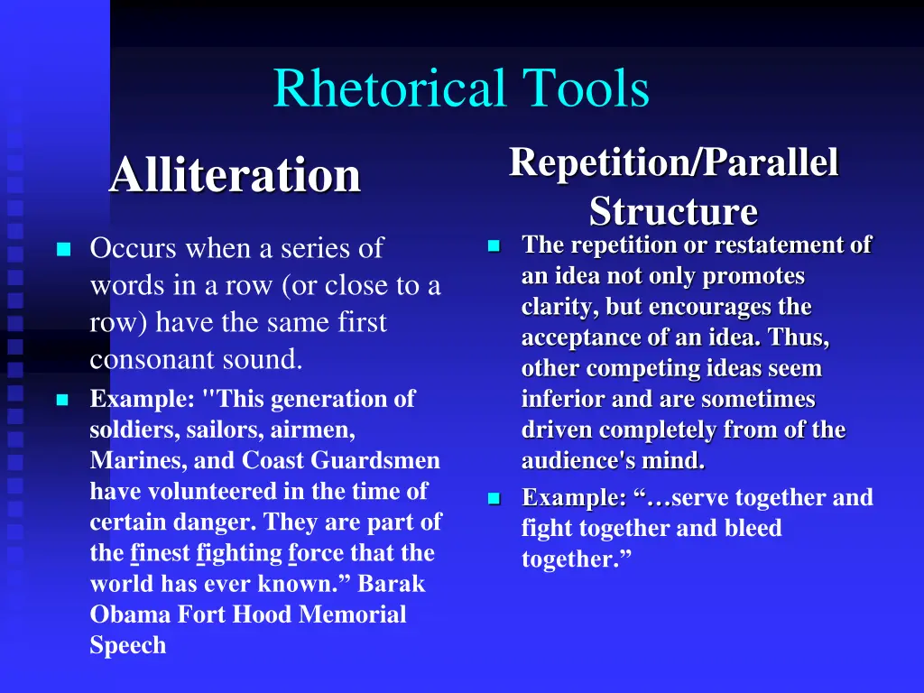 rhetorical tools alliteration