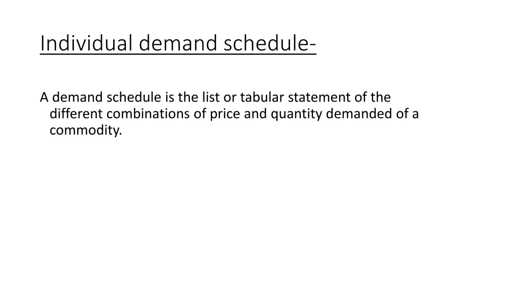 individual demand schedule