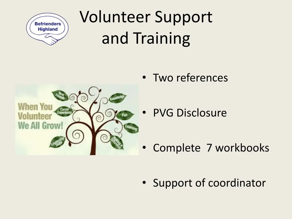 volunteer support and training