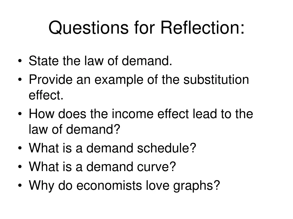 questions for reflection