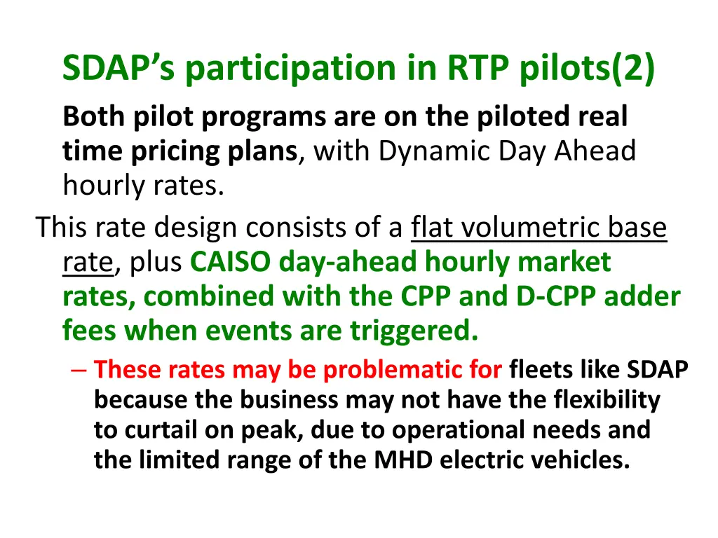 sdap s participation in rtp pilots 2 both pilot