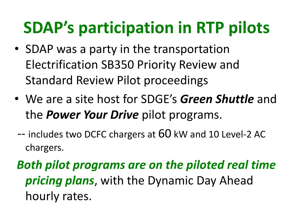 sdap s participation in rtp pilots sdap