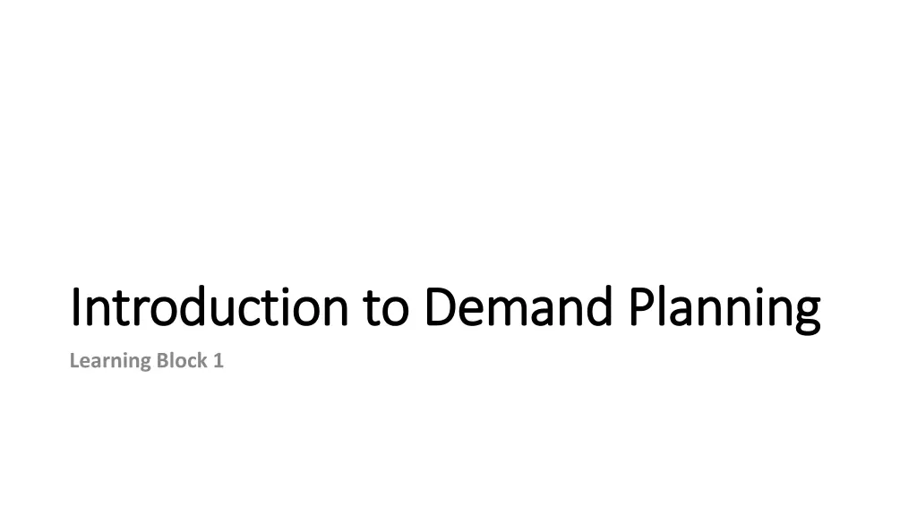 introduction to demand planning introduction