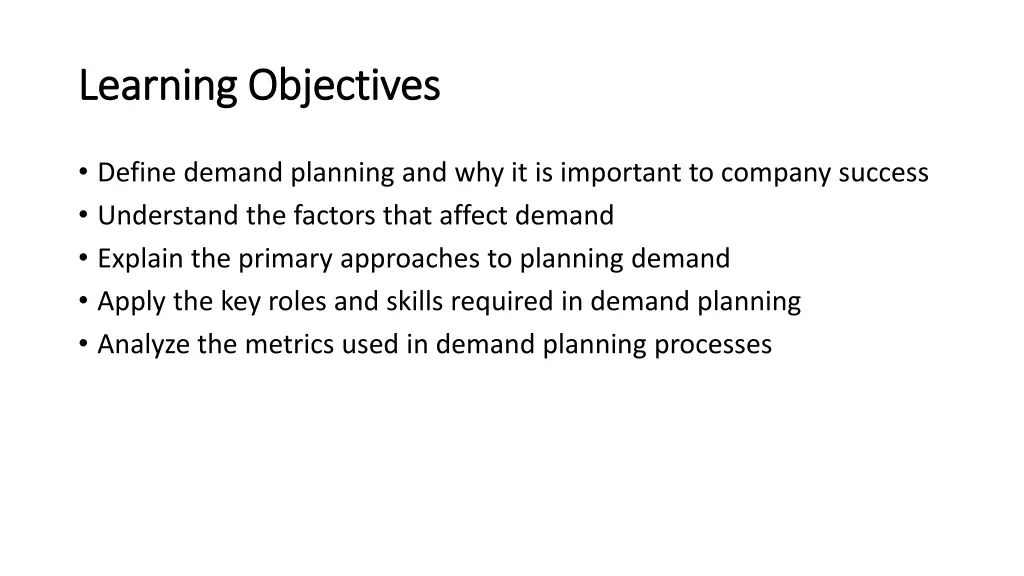 learning objectives learning objectives