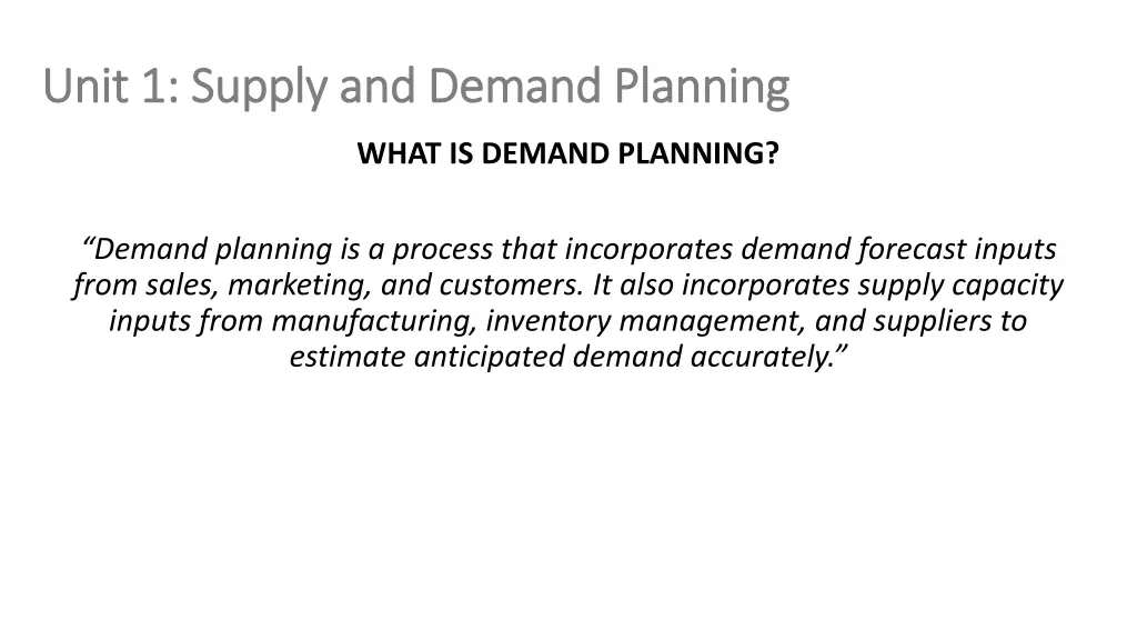 unit 1 supply and demand planning unit 1 supply