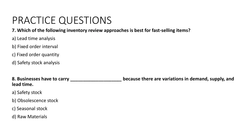 practice questions 7 which of the following