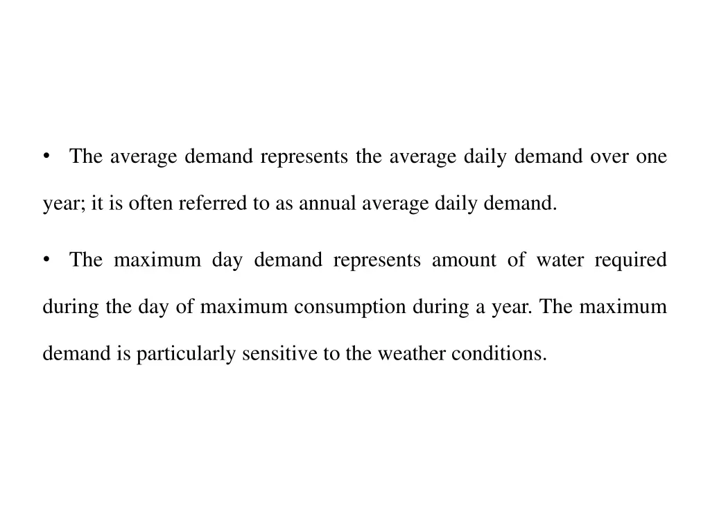 the average demand represents the average daily