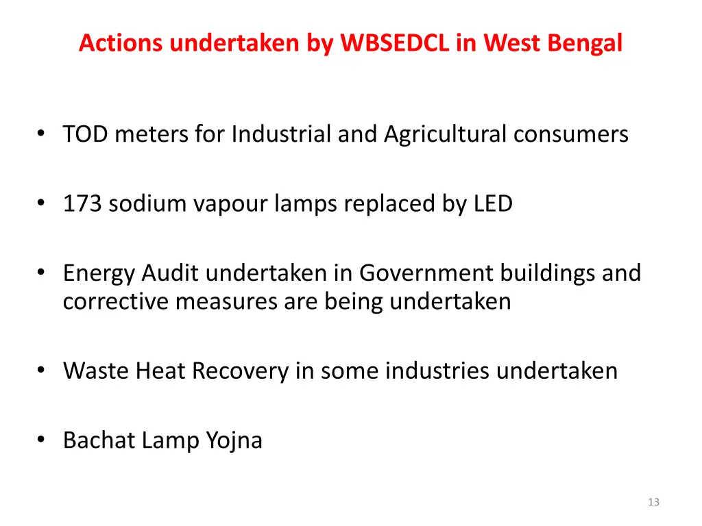 actions undertaken by wbsedcl in west bengal