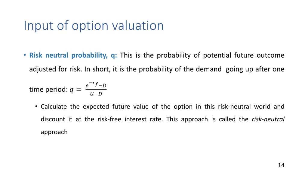 input of option valuation 1