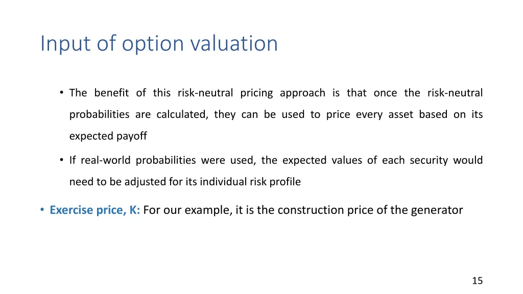 input of option valuation 2