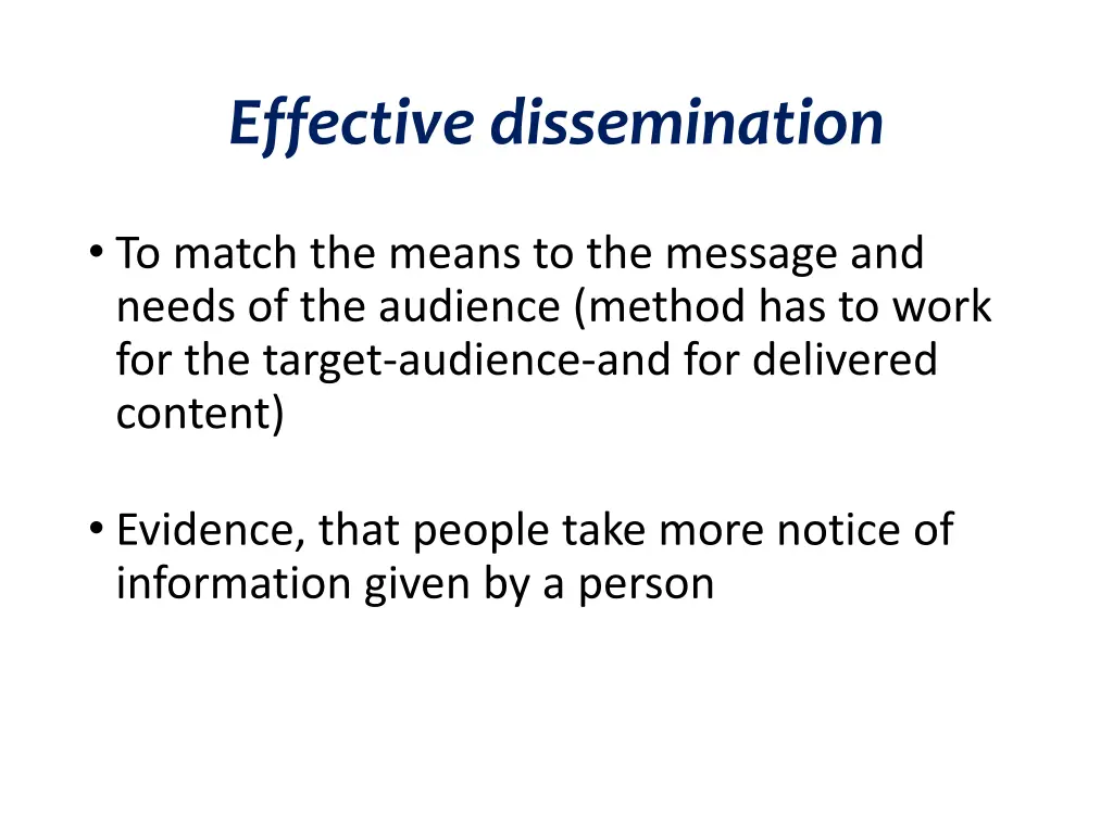 effective dissemination