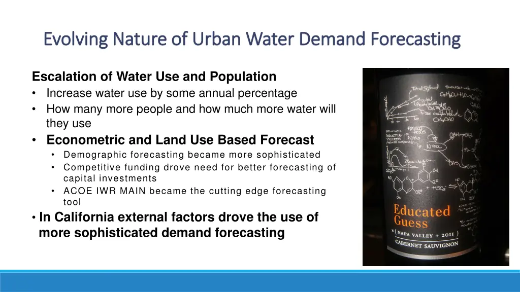 evolving nature of urban water demand forecasting