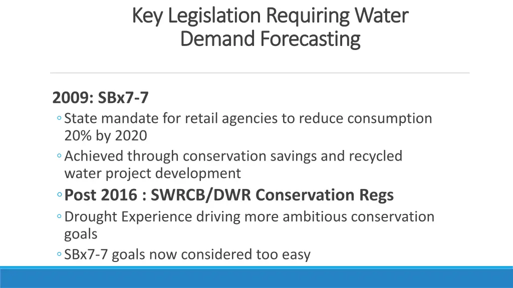 key legislation requiring water key legislation 1