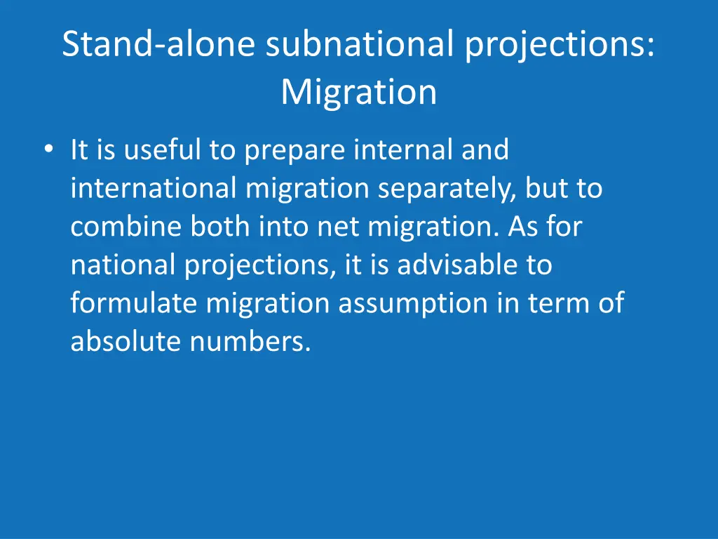 stand alone subnational projections migration