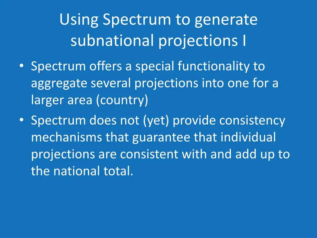 using spectrum to generate subnational