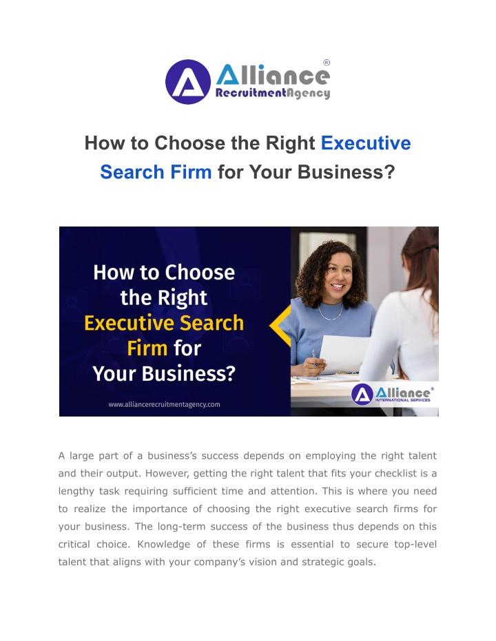 how to choose the right executive search firm