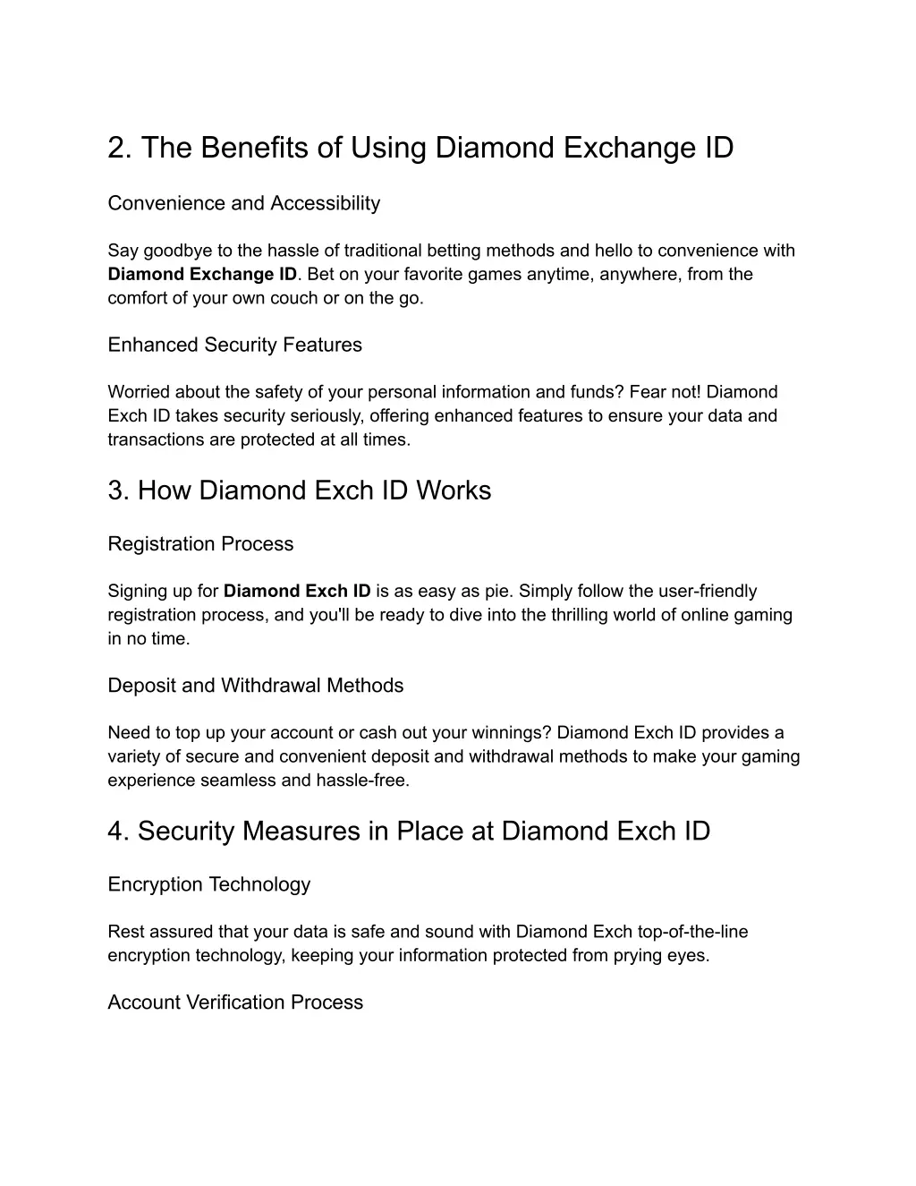 2 the benefits of using diamond exchange id