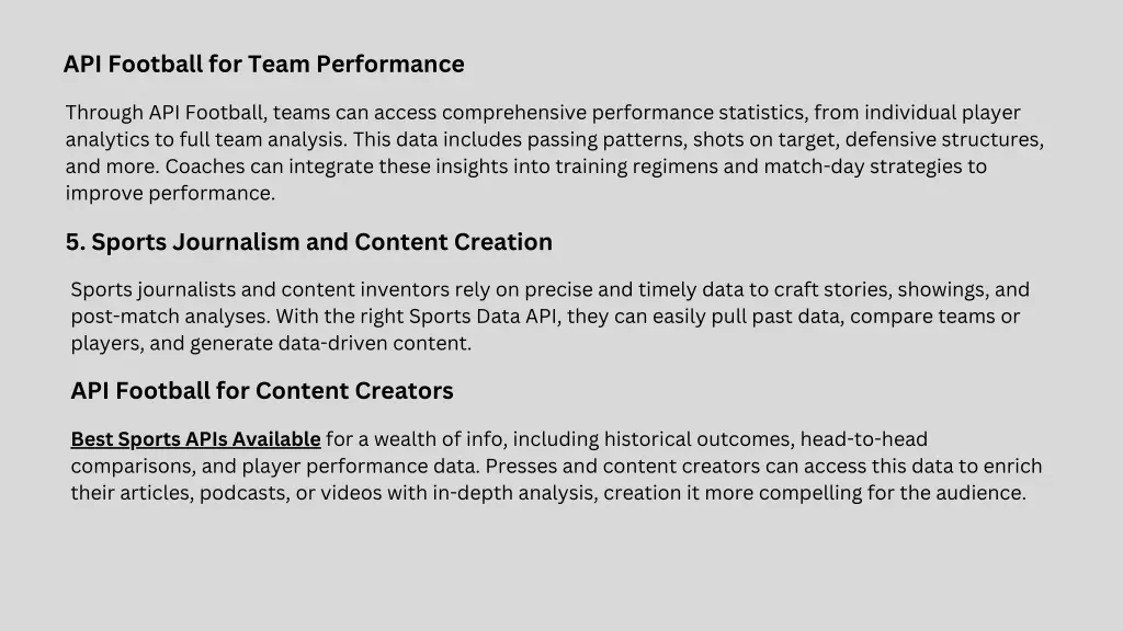 api football for team performance