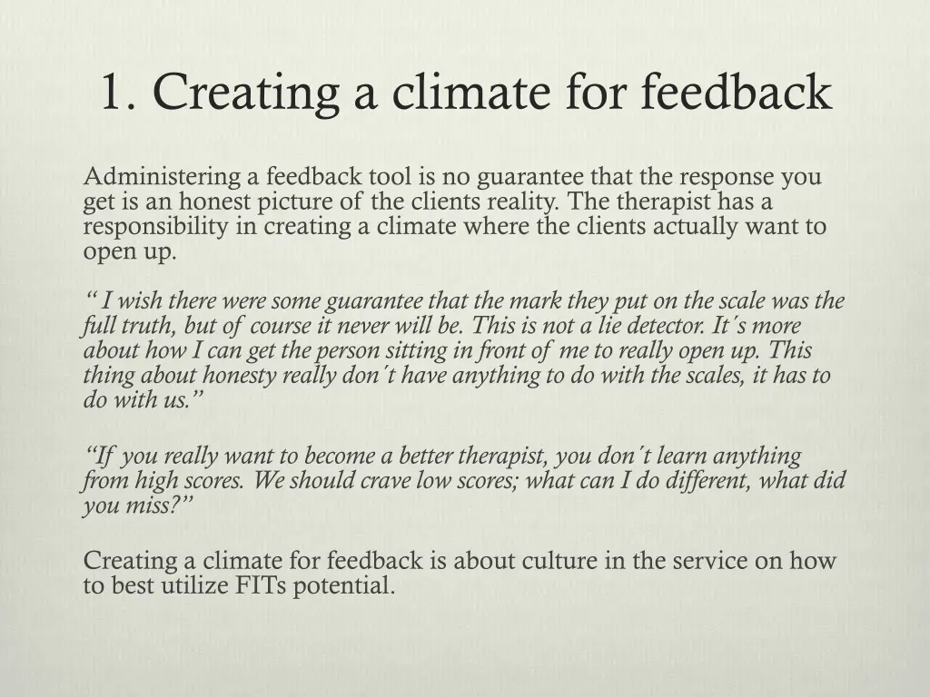 1 creating a climate for feedback