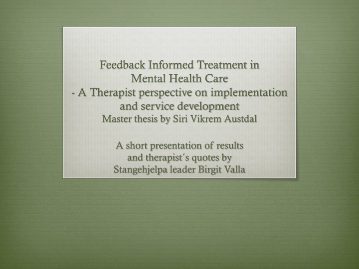 feedback informed treatment in mental health care