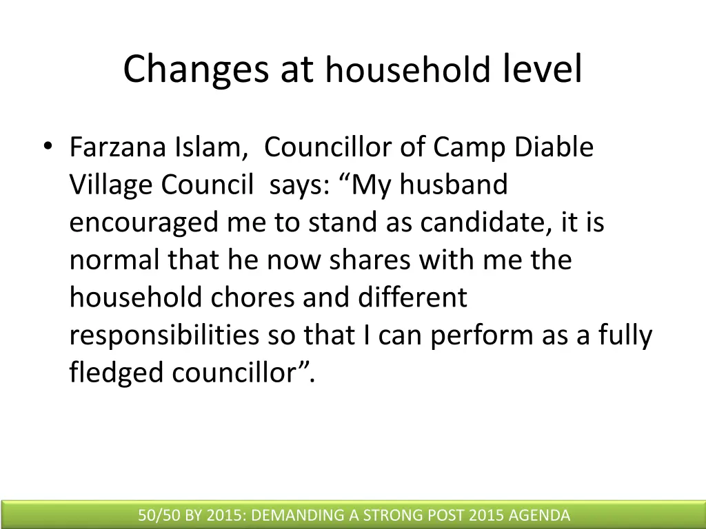 changes at household level