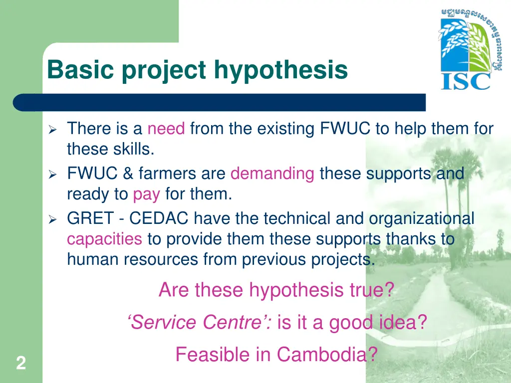 basic project hypothesis