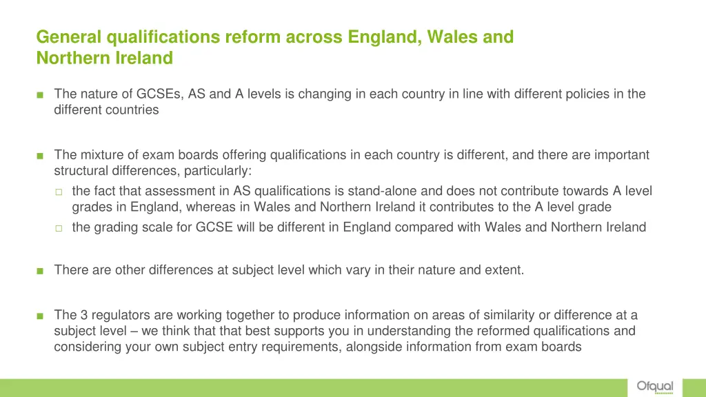 general qualifications reform across england