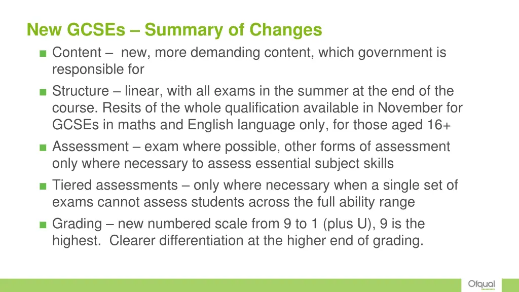 new gcses summary of changes content new more