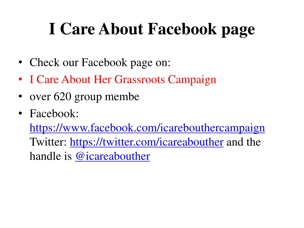 i care about facebook page