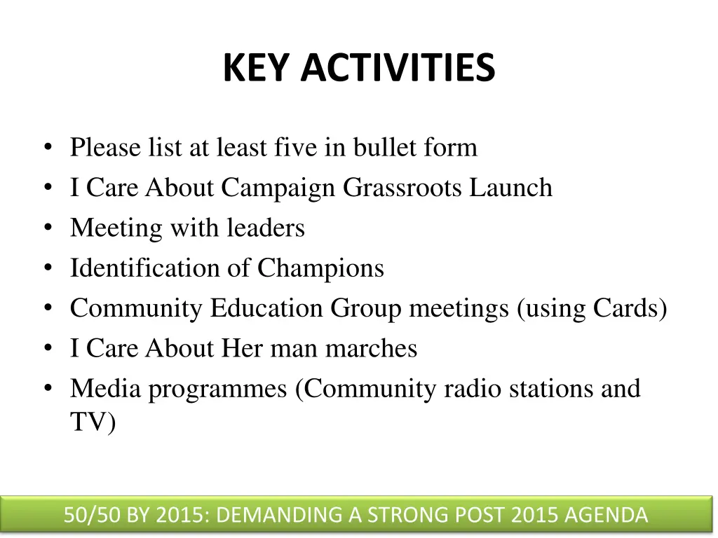 key activities