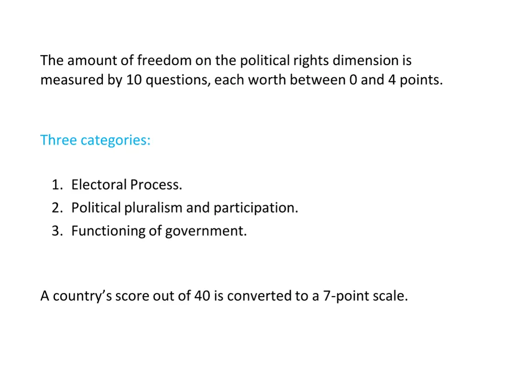 the amount of freedom on the political rights