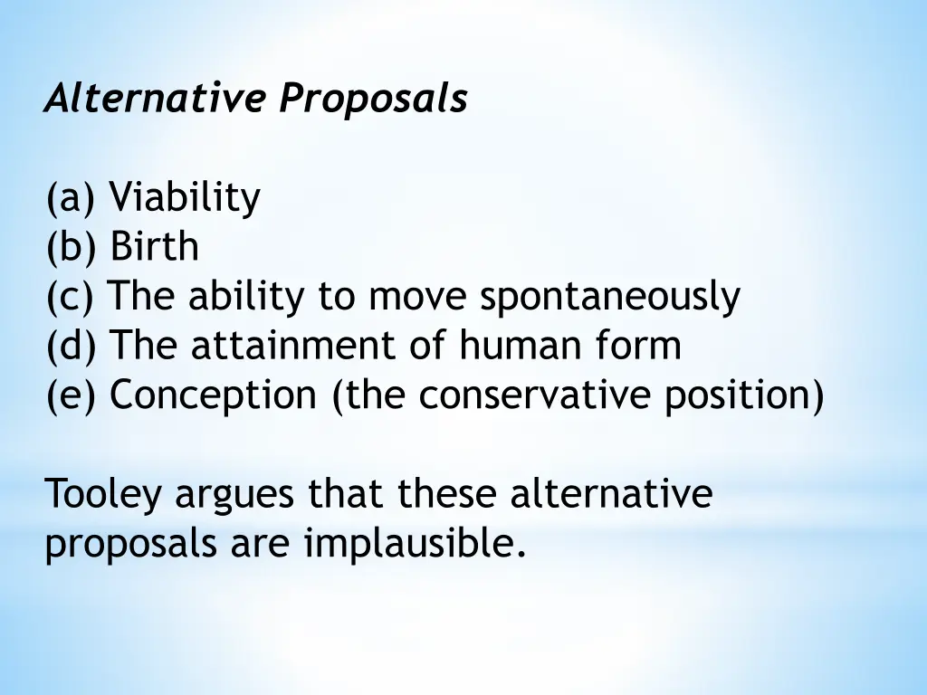 alternative proposals