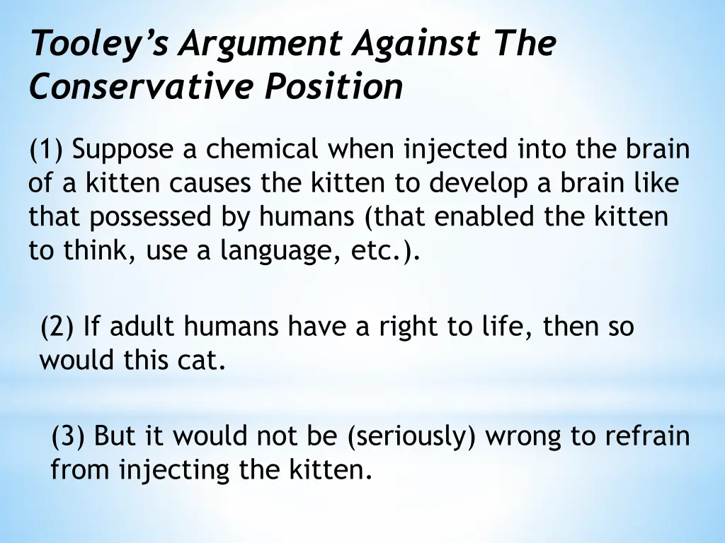 tooley s argument against the conservative