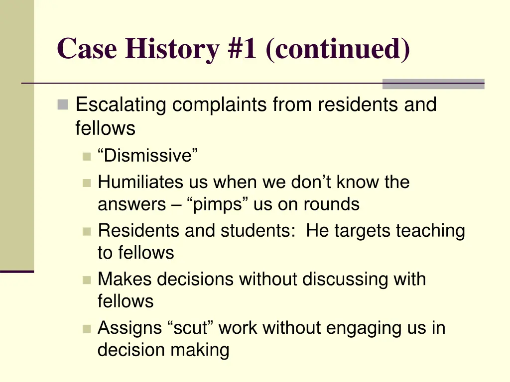 case history 1 continued