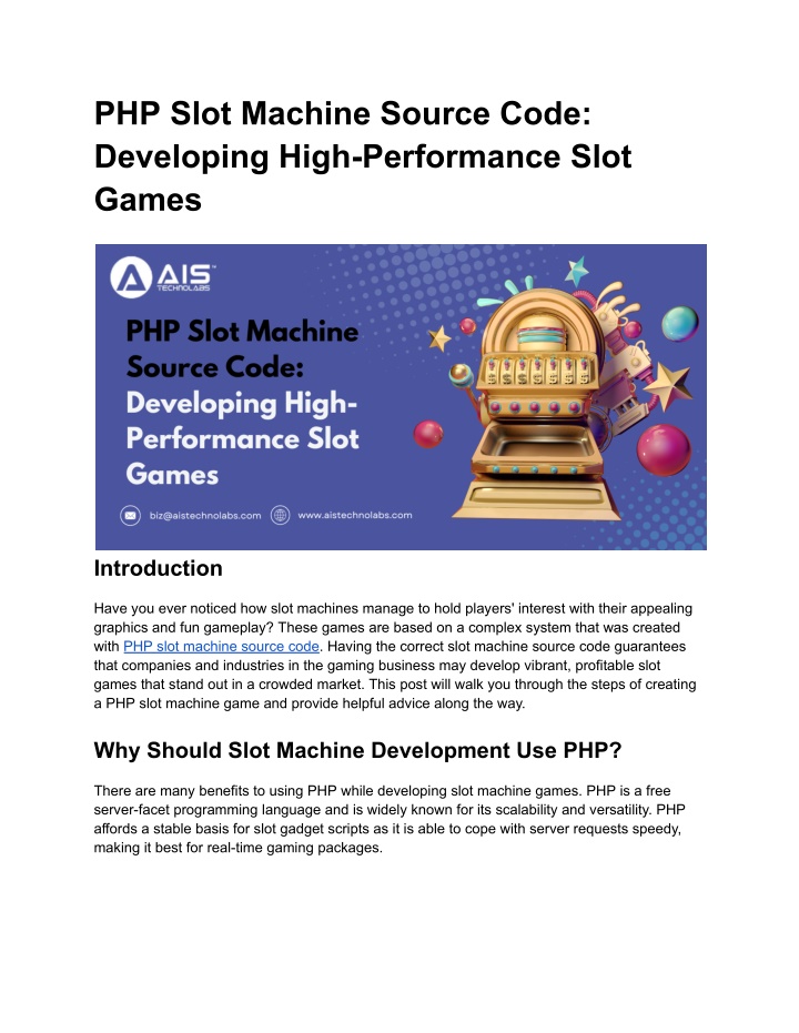 php slot machine source code developing high