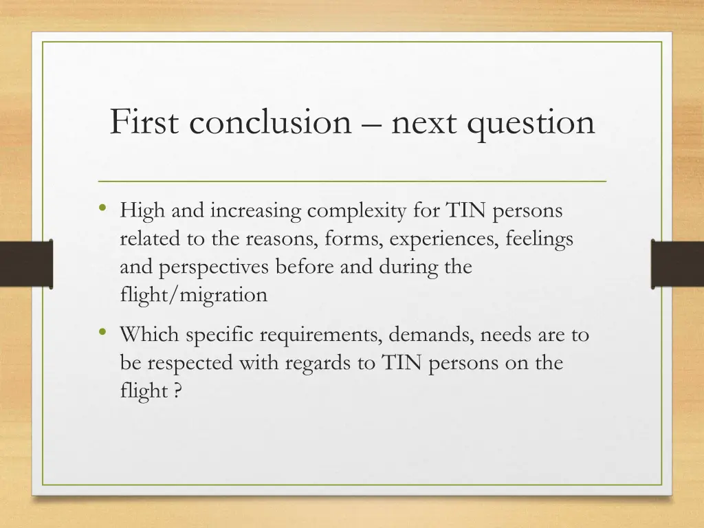 first conclusion next question