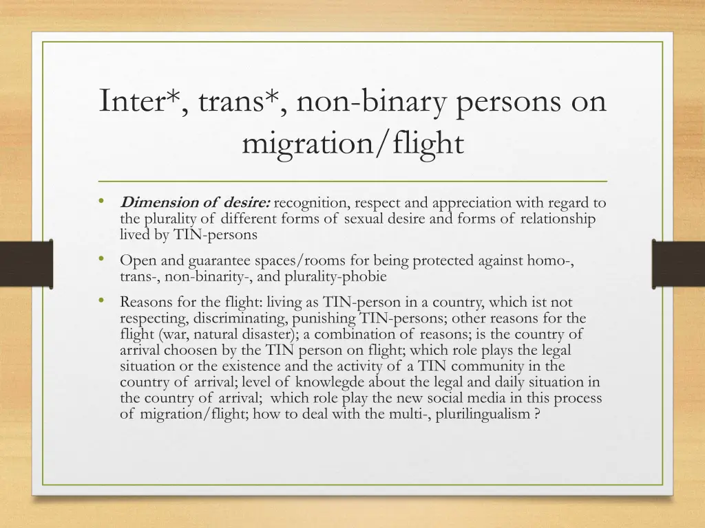 inter trans non binary persons on migration flight 4