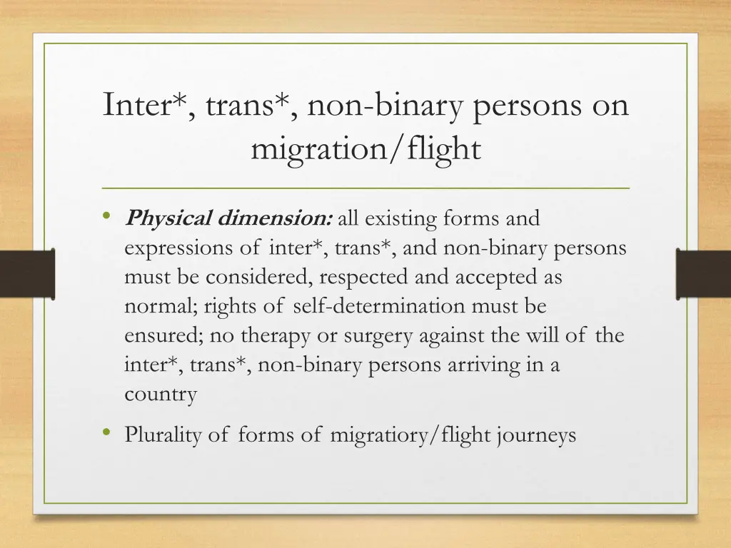 inter trans non binary persons on migration flight