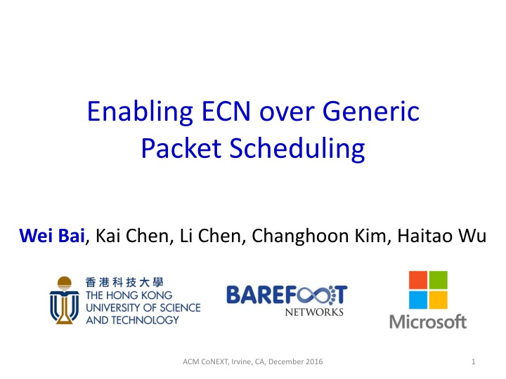 enabling ecn over generic packet scheduling