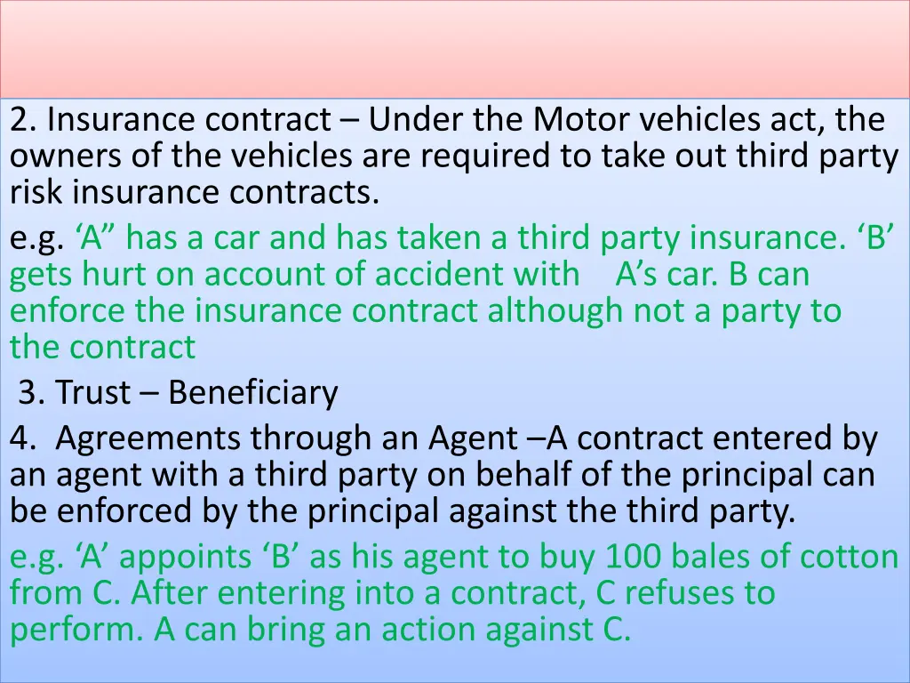 2 insurance contract under the motor vehicles