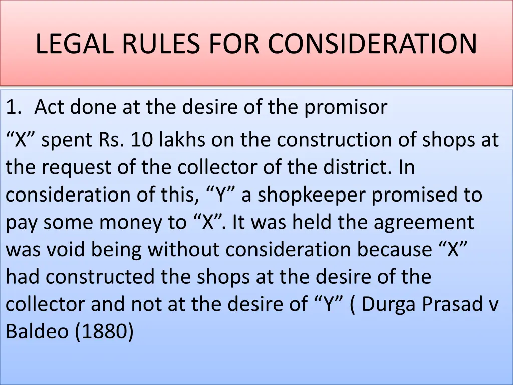 legal rules for consideration