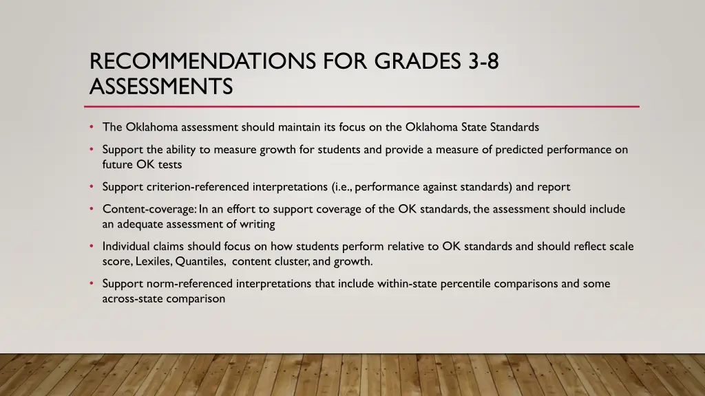 recommendations for grades 3 8 assessments