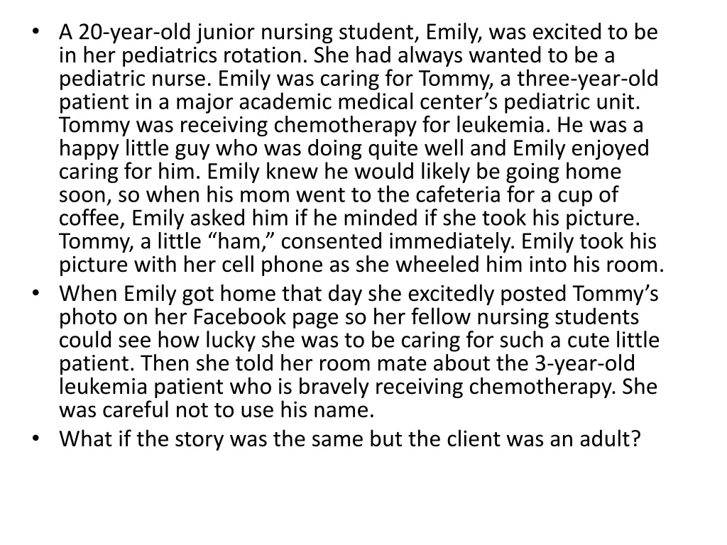 a 20 year old junior nursing student emily