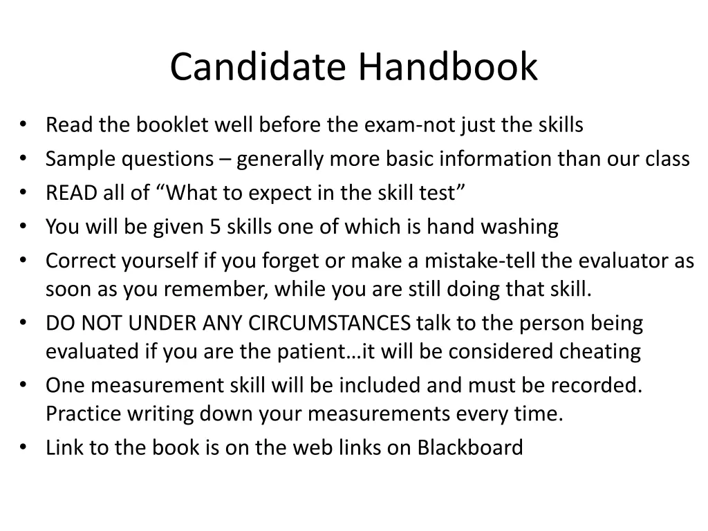 candidate handbook