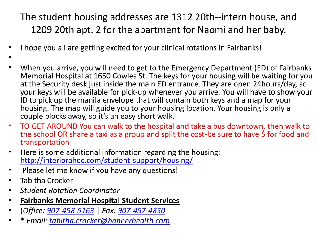 the student housing addresses are 1312 20th