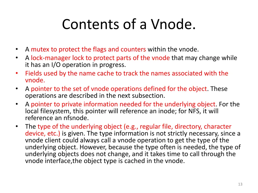 contents of a vnode 1