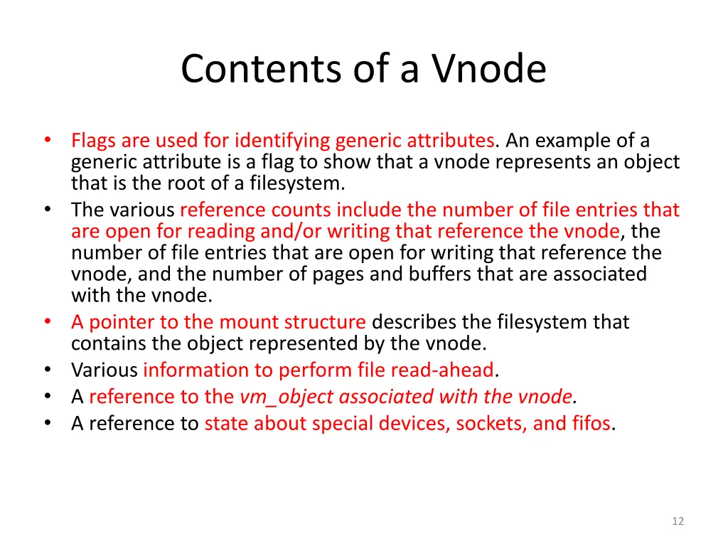 contents of a vnode