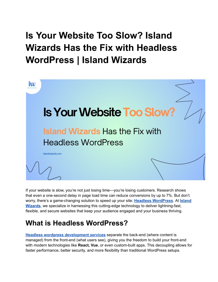 is your website too slow island wizards