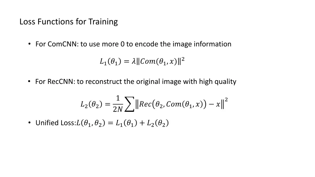 loss functions for training